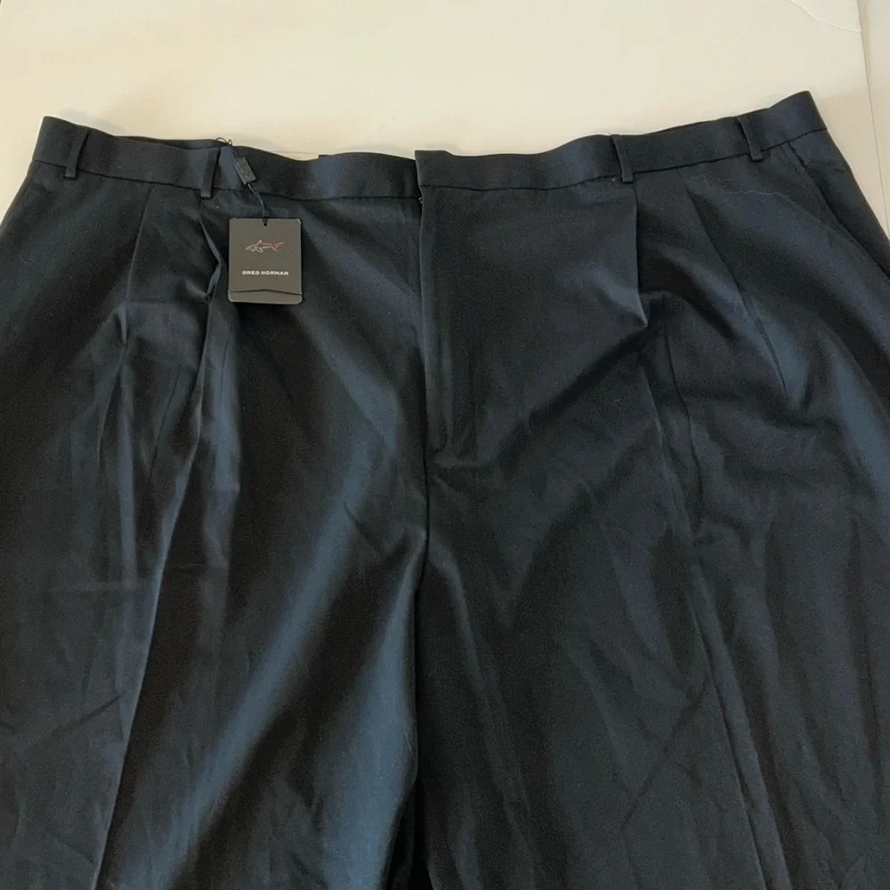 NWT Greg Norman mens HUSKY STOCKY sizing black‎ cuffed dress pants size W60, L30